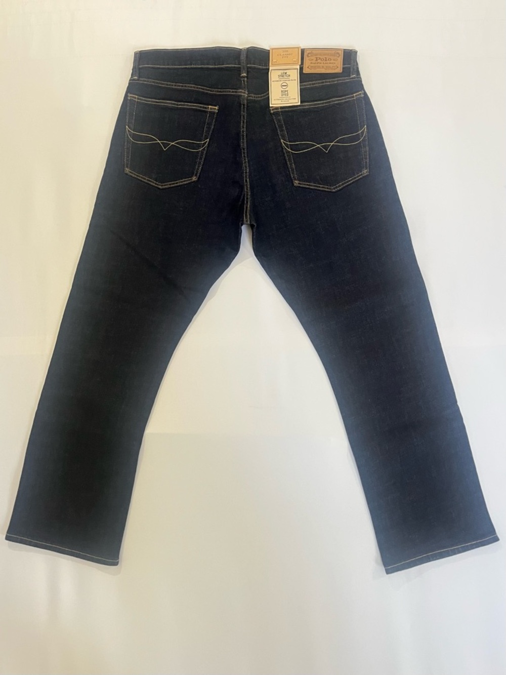Polo Ralph Lauren Denim Jeans Mens 35x30 Dark Blue Classic Fit Rope Dyed - New